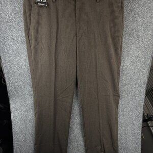 NWT Murano Zac 35x32 Brown Striped Flat Front Classic Regular Pants Stretch
